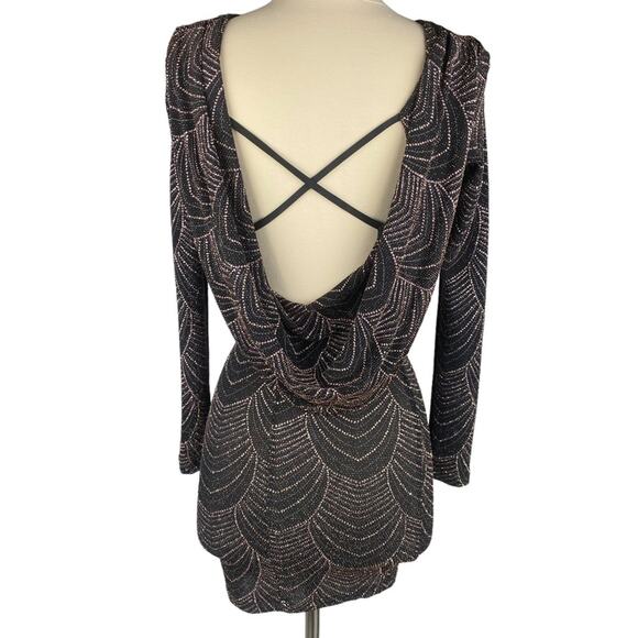 NWOT Windsor Sparkling Rhinestone Beaded Mini Holiday Dress Long Sleeve Sz XS - Picture 3 of 7